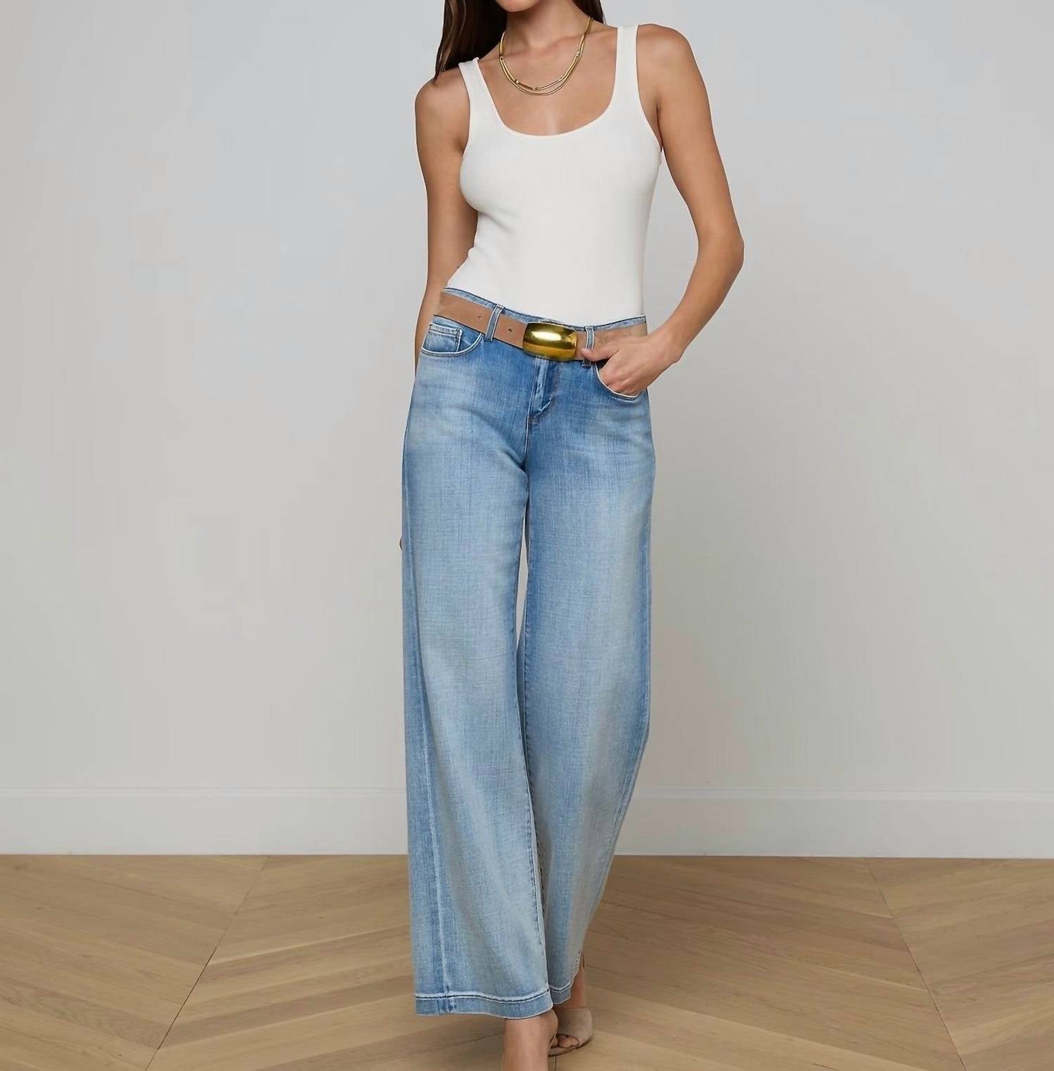 L'Agence Joanne Wide-leg Jean in dry ice - women's jeans