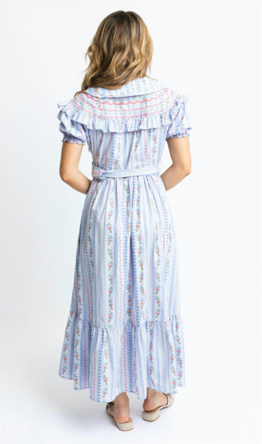 Karlie - French Floral Embroidered Vine Dress With Belt