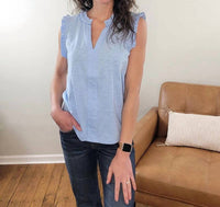 Staccato - Illa V-Neck Sleeveless Top with Ruffle Details