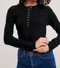 Bluivy - Ribbed Henley Knit Top