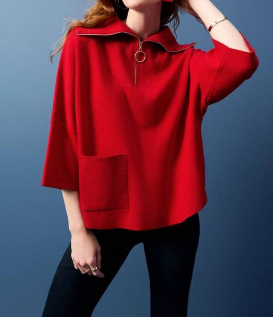 Joseph Ribkoff - Jacquard Zipped Collar Sweater