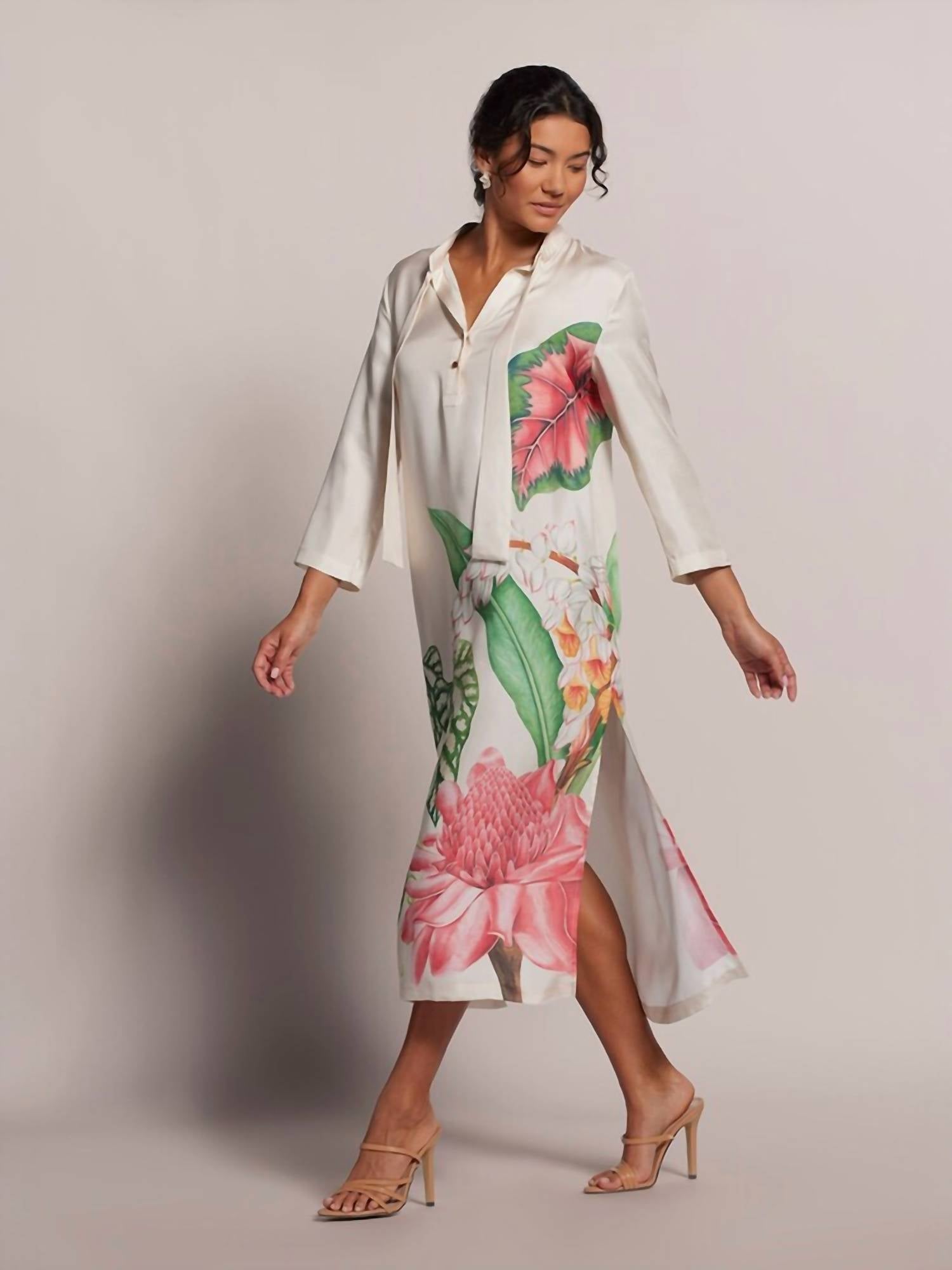 TORI RICHARD Tori's Garden Nicolette Caftan Dress in shell - women's dress - alternate view