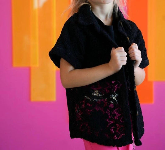 Lucky & Blessed - Girl's Crochet Button Down Top