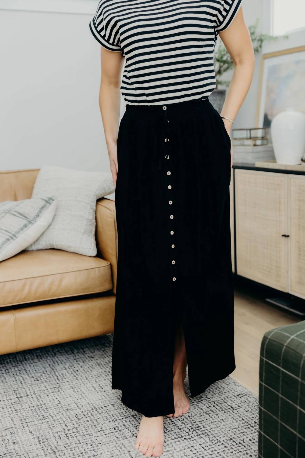 Mikarose - Button Front Maxi Skirt