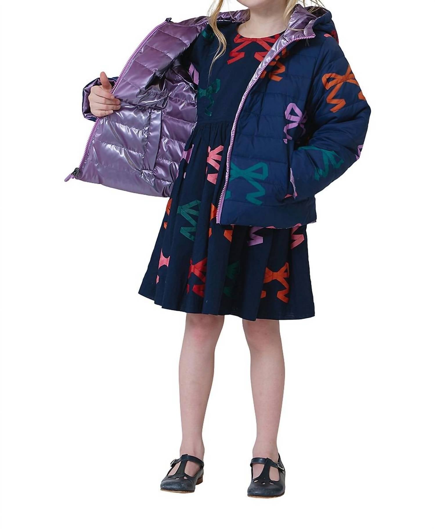 PINK CHICKEN Reversible Riley Jacket in multi bows - kids' jacket - detail view