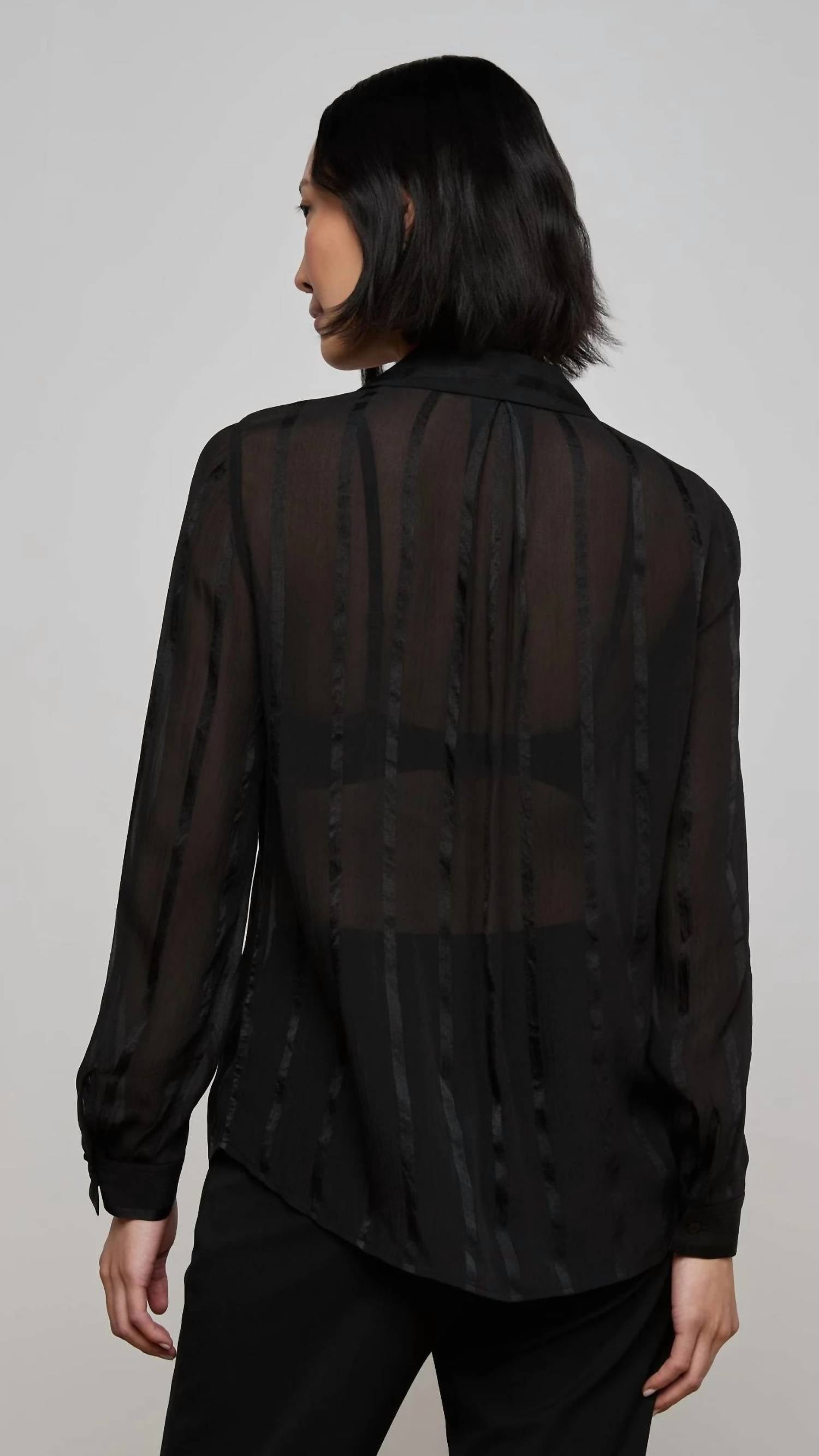 L'Agence Argo Silk Blouse in black - women's blouse - detail view