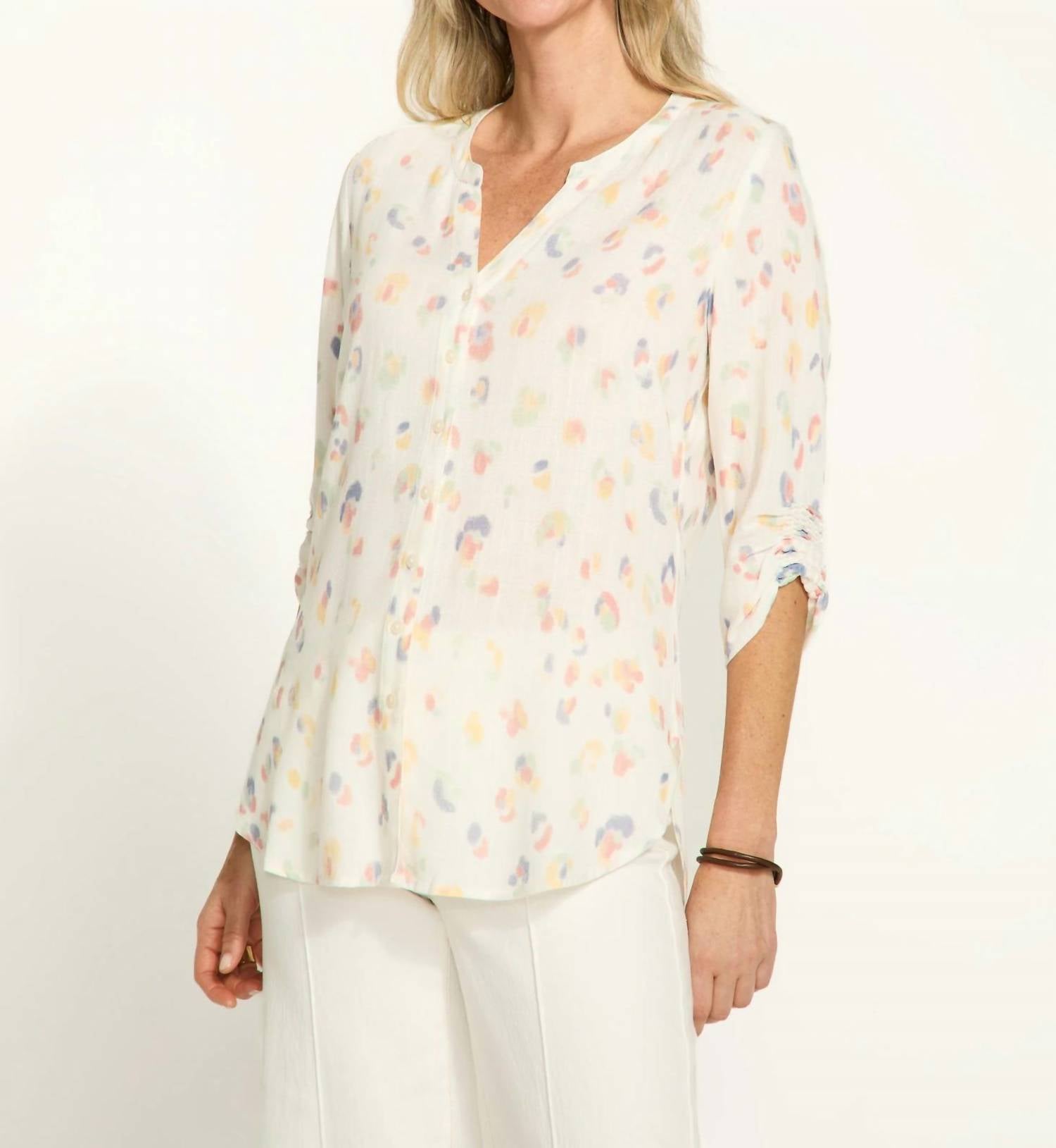 Fdj - Smocked 3/4 Sleeve Shirt