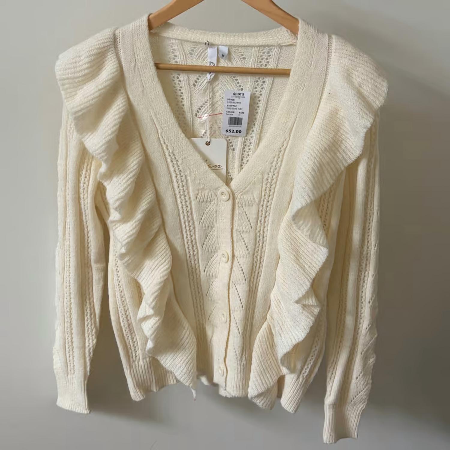 Elan - Ruffle Sweater Cardigan