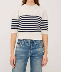 Rails Martha Top in ivory navy floral stripe - women's sweater