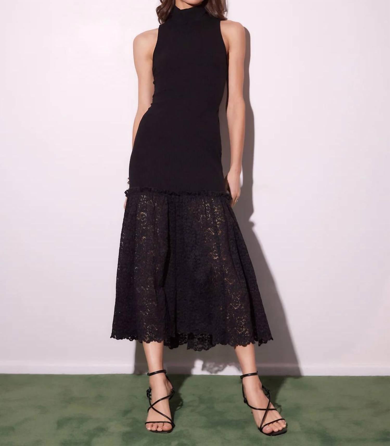 Fifteen Twenty - Liana Mixed Media Sleeveless Midi Dress