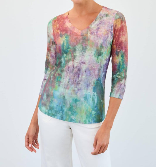 Fdj - Three-quarter Sleeve V-neck Top
