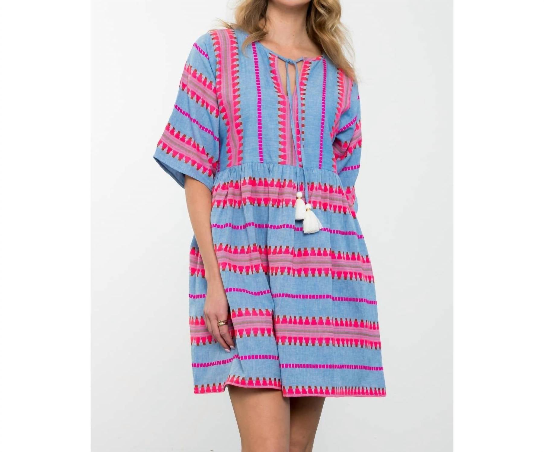 Thml - Gia Tassel Tie Pattern Knit Dress