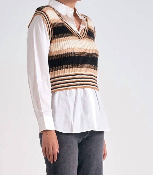 Elan - Sweater Vest Shirt Combo