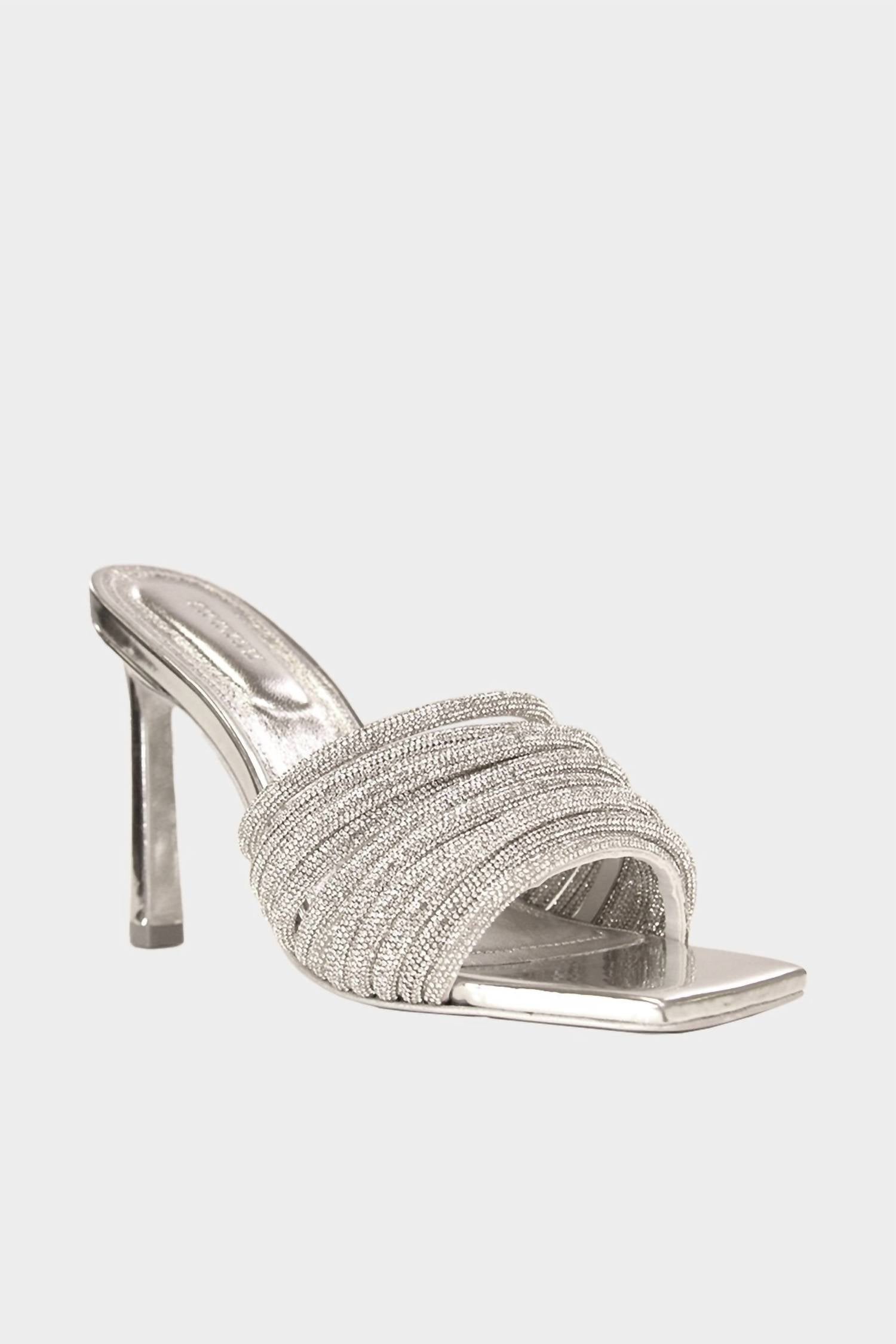 Simkhai - Women's Lena Metallic Crystal Mule Heeled Sandals