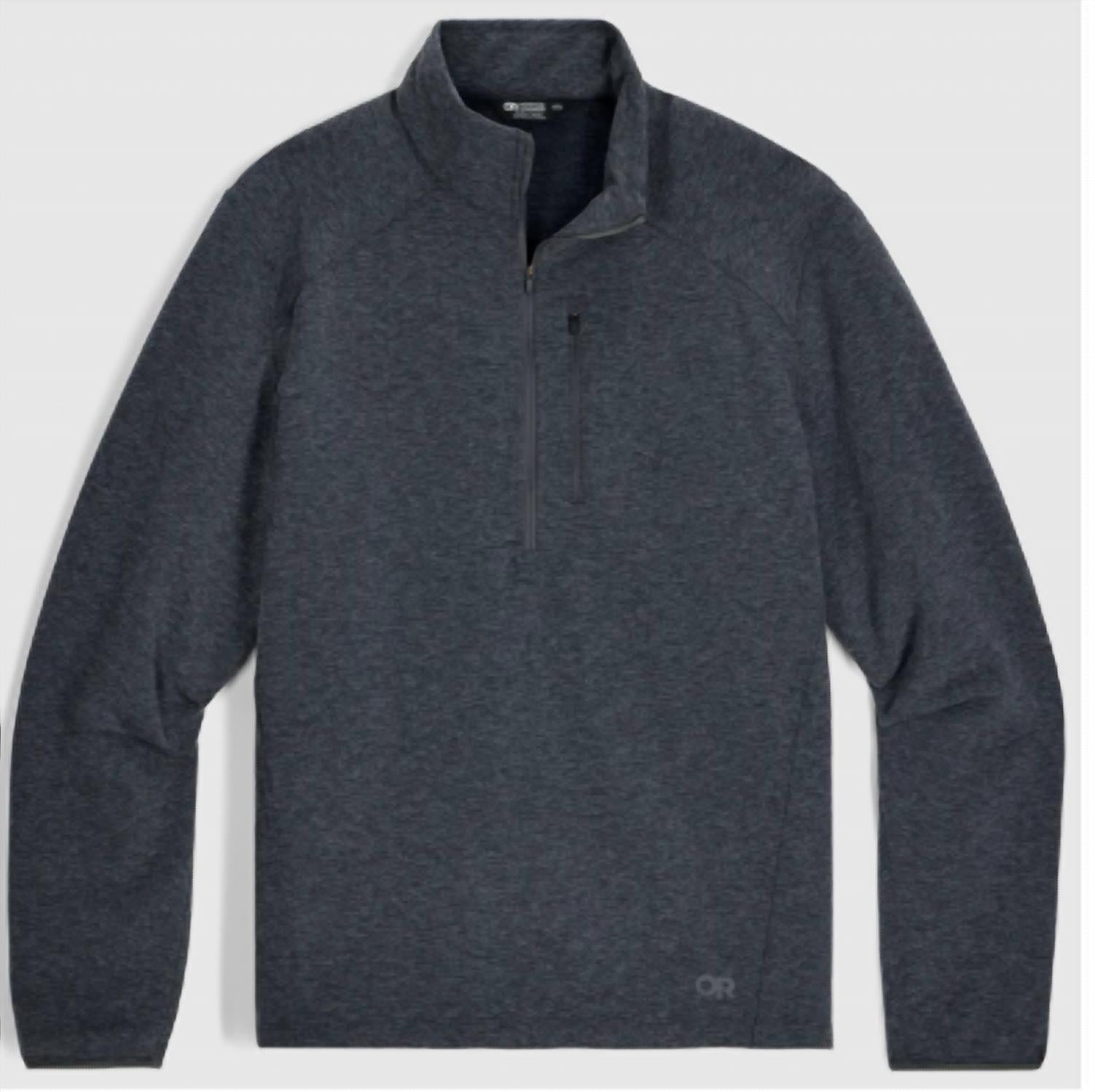 OUTDOOR RESEARCH Crescent Fleece 1/2 Zip Pullover in storm heather - men's shirt - detail view