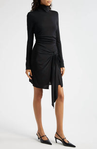 Veronica M - Stretch Turtleneck Faux Wrap Dress