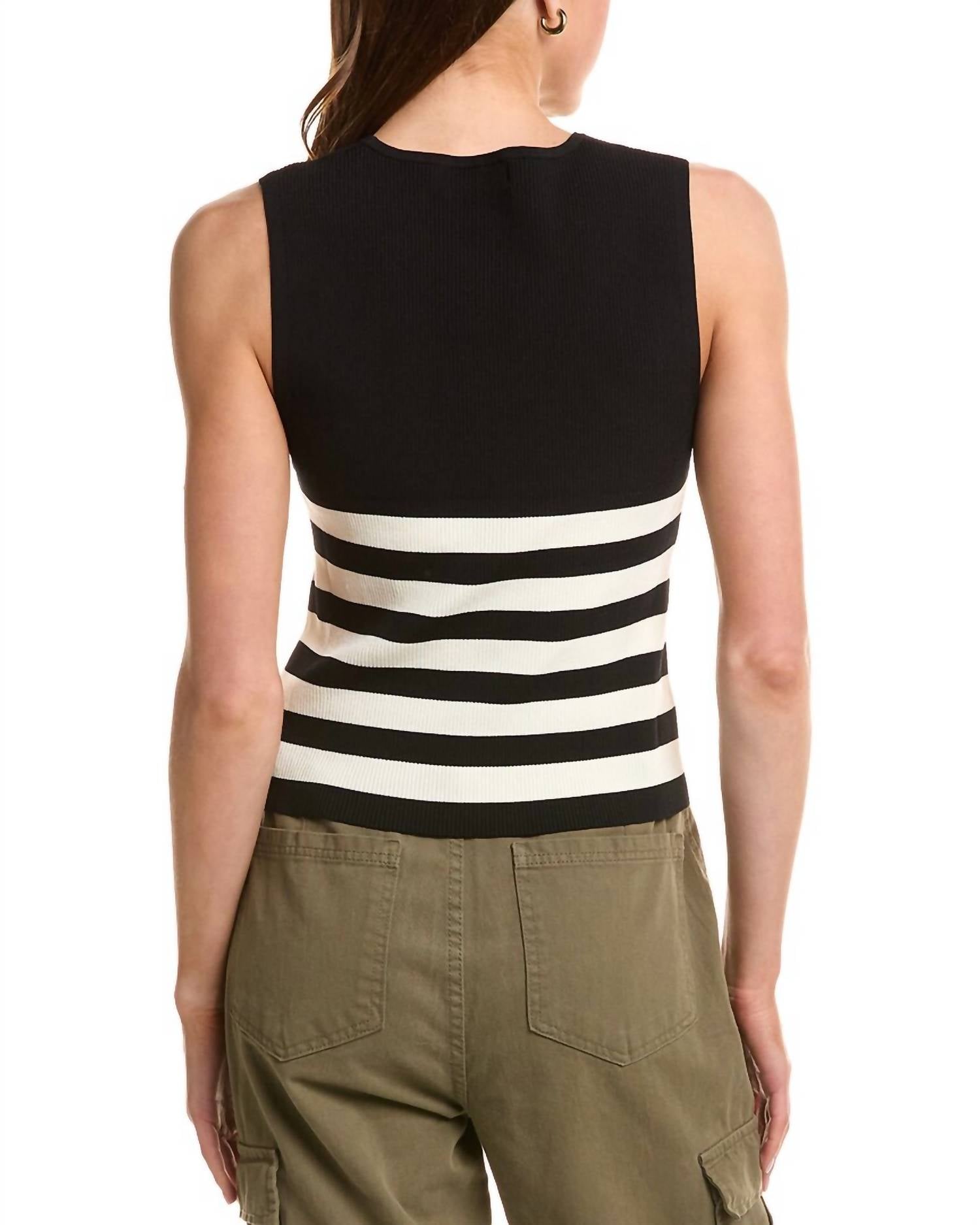 Electric & Rose Kelsey Sweater in black white - women's tank top - detail view