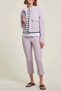TRIBAL Posie Pull-on Crop With Tab Detail in grapemist - women's pants