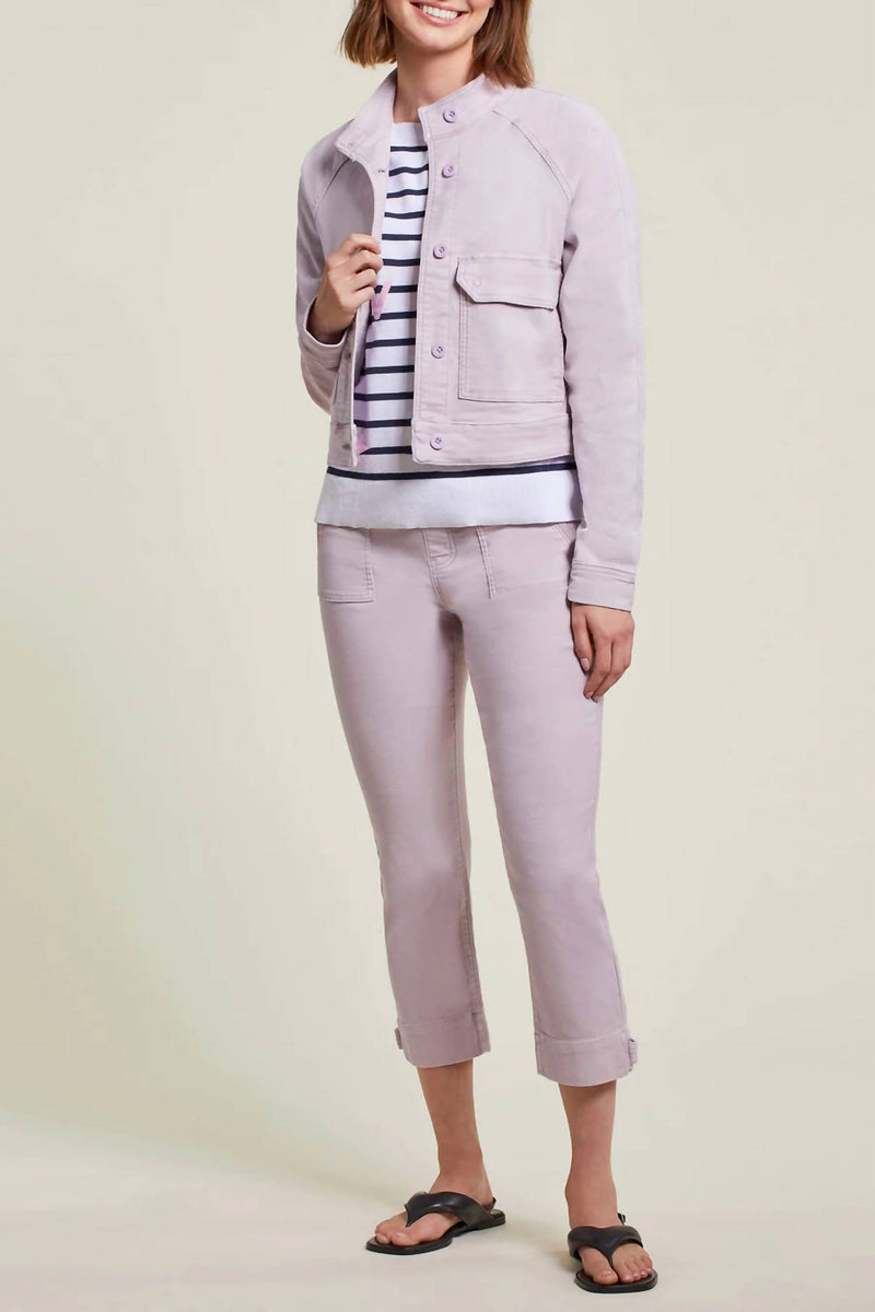 TRIBAL Posie Pull-on Crop With Tab Detail in grapemist - women's pants