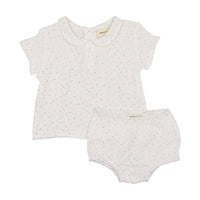 Mema Knits - Girls Gauze Peter Pan Collared Shirt and Bloomers
