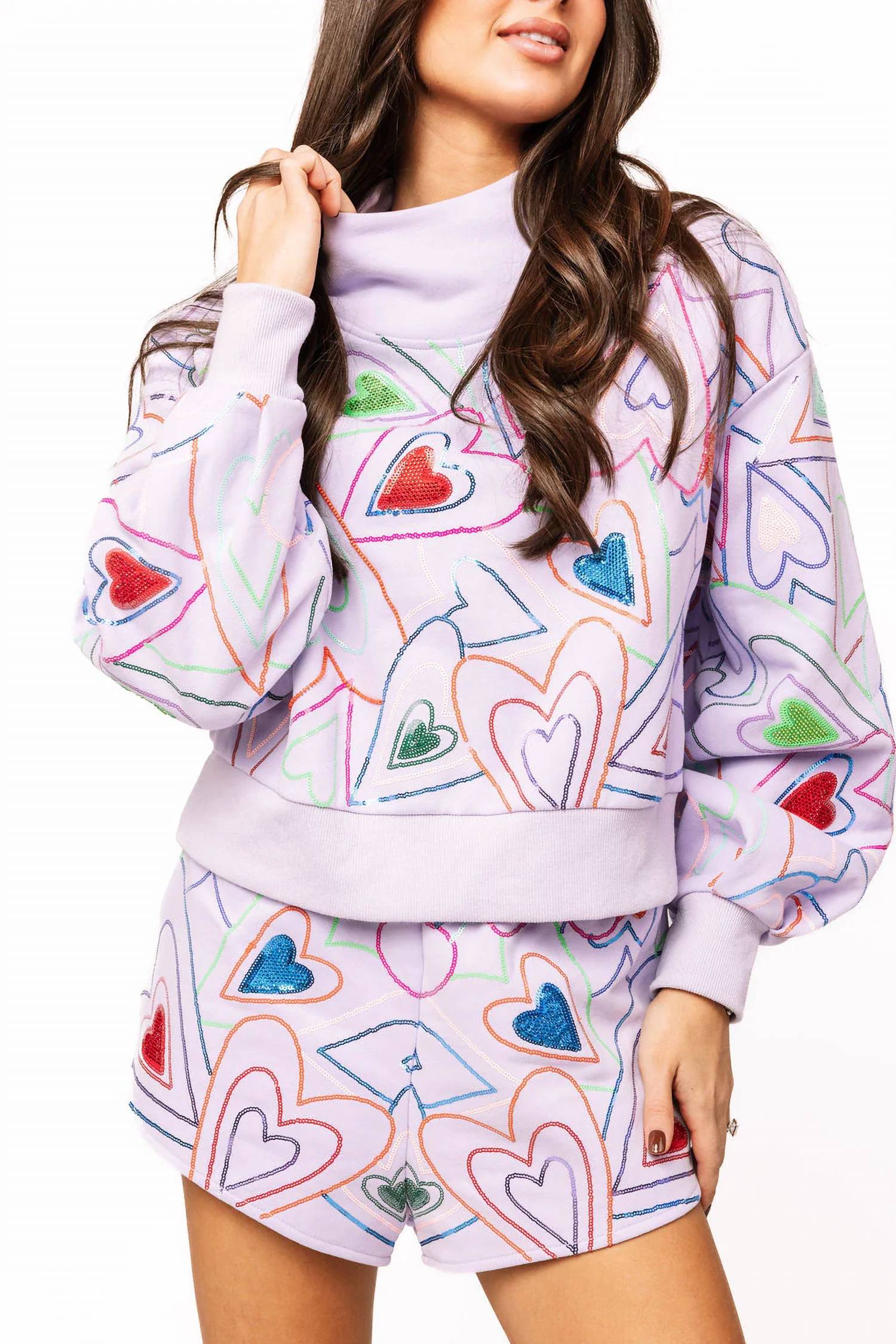 Queen Of Sparkles - Groovy Mock Neck Sweatshirt