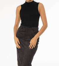 SAGE THE LABEL Sleeveless mock neck Top in black - women's tank top