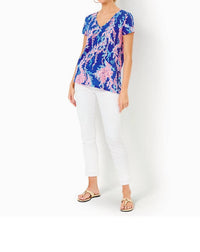 Lilly Pulitzer Etta V-neck Top in borealis blue swim on over - women's t-shirt - view 4