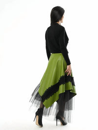 Metamorphoza - Vegan Leather Tulle Skirt