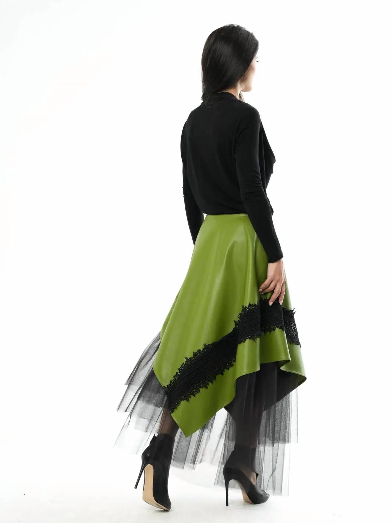 Metamorphoza - Vegan Leather Tulle Skirt