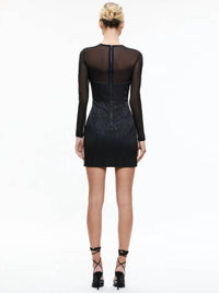 Alice + Olivia - Takako Mesh Crew Neck Mini Dress