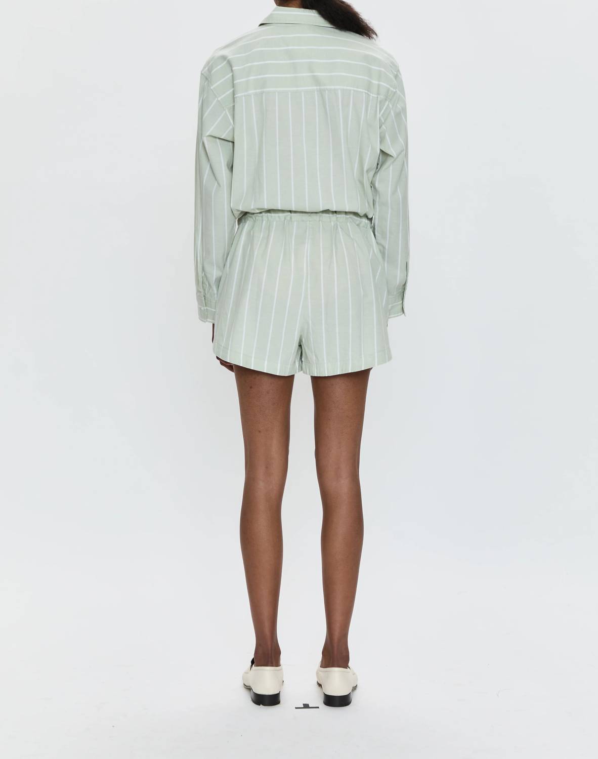 PISTOLA Amelie Romper in pistachio stripe 1 - women's pants - alternate view