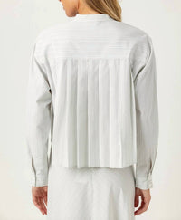 sundays Sadie Long Sleeve Shirt in silver top stitch - women's long sleeve top - detail view