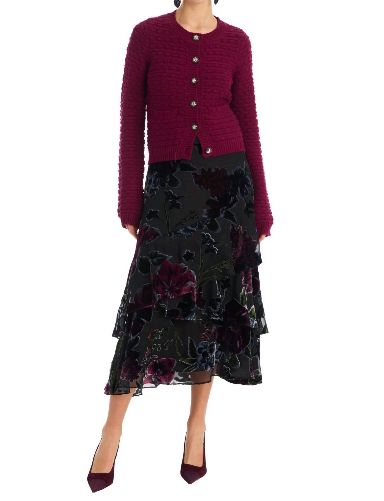 ALLISON NEW YORK CRAWFORD SKIRT in black floral 1 - women's skirt - view 6