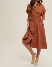 Wishlist - Collared Button Up Midi Dress