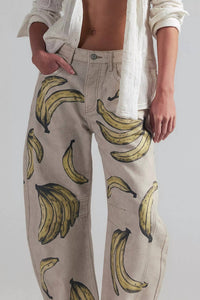 Free People - Good Luck Printed Barrel Jeans