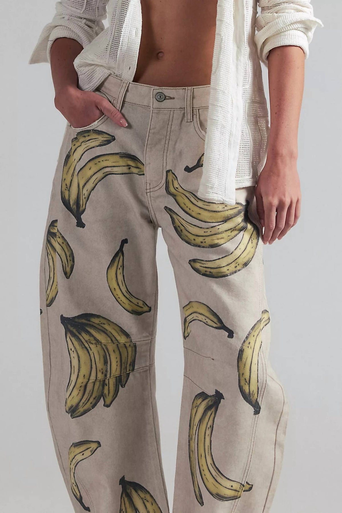 Free People - Good Luck Printed Barrel Jeans