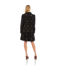 Karen Kane Long Sleeve Embroidered Ruffle Hem Dress in black - women's dress - alternate view