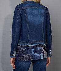 Picadilly - Collarless Frayed Edge Denim Jacket
