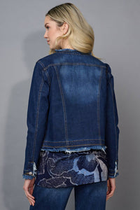 Picadilly - Collarless Frayed Edge Denim Jacket