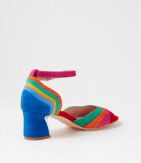 Django & Juliette Women's Jabaru Heeled Sandals in new bright multi - women's heels - detail view
