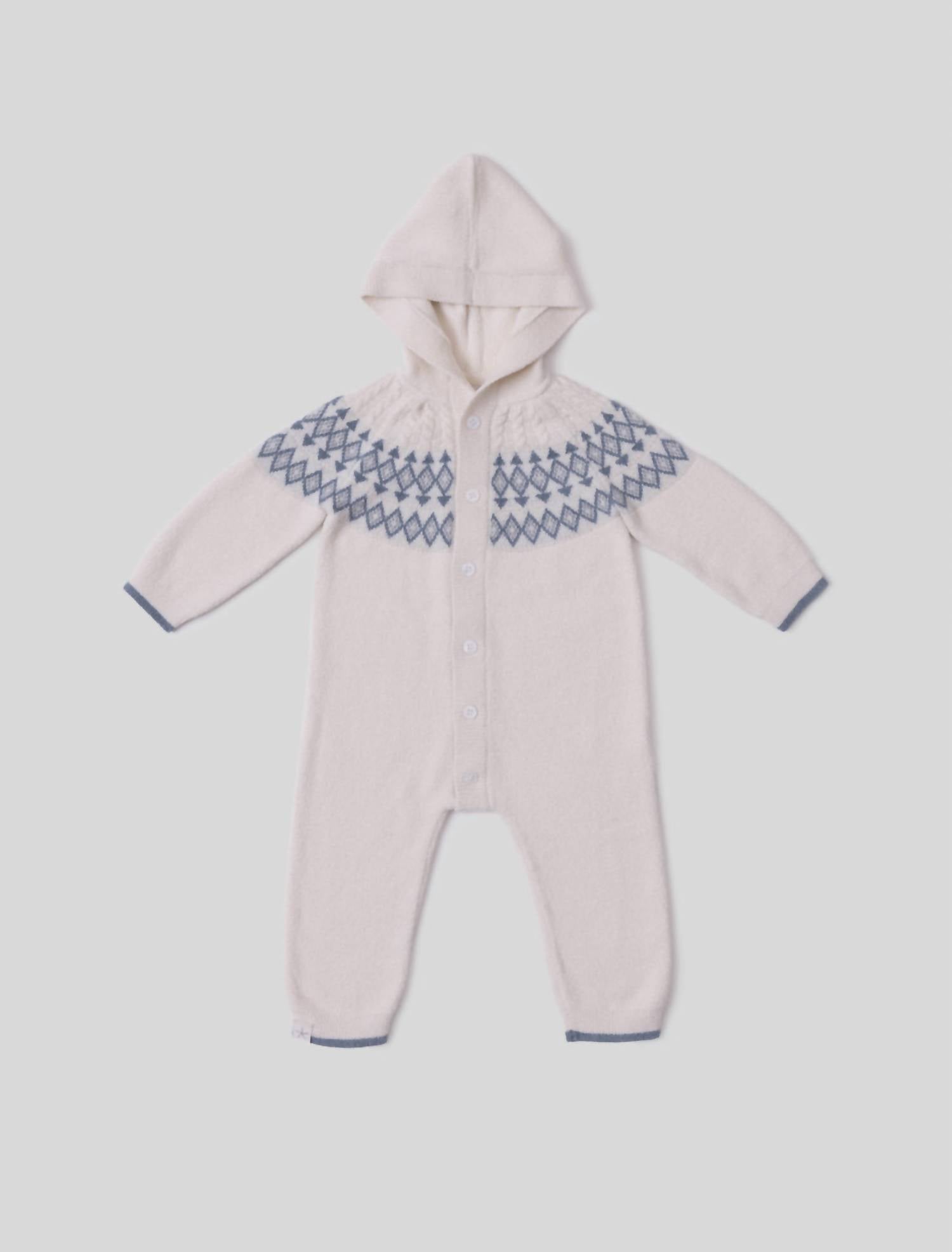 BAREFOOT DREAMS Cozychic Ultra Lite Baby Fair Isle Onesie in cream multi - kids' item - view 4