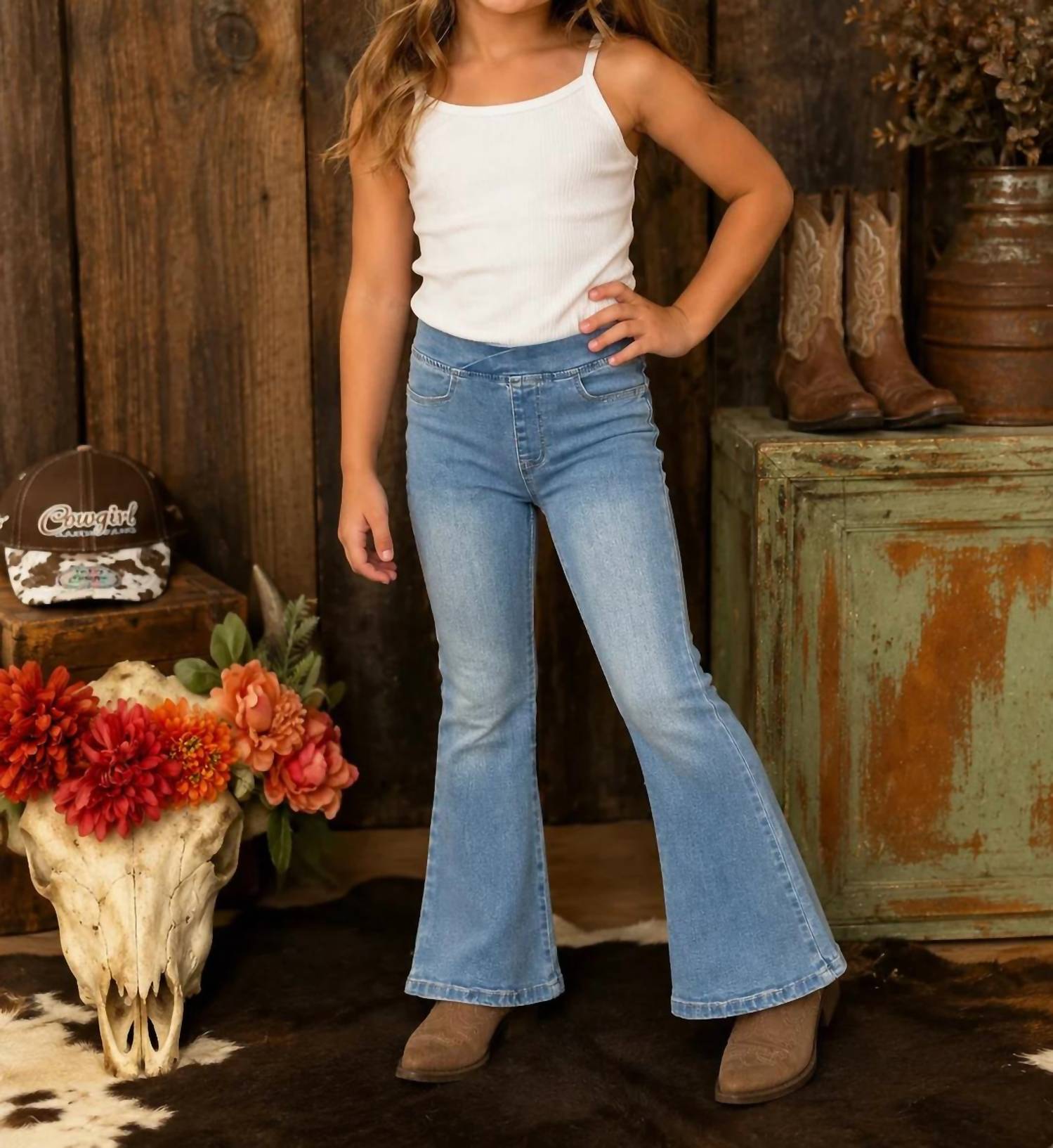 Ml Kids - Criss Cross Waist Flare Jeans
