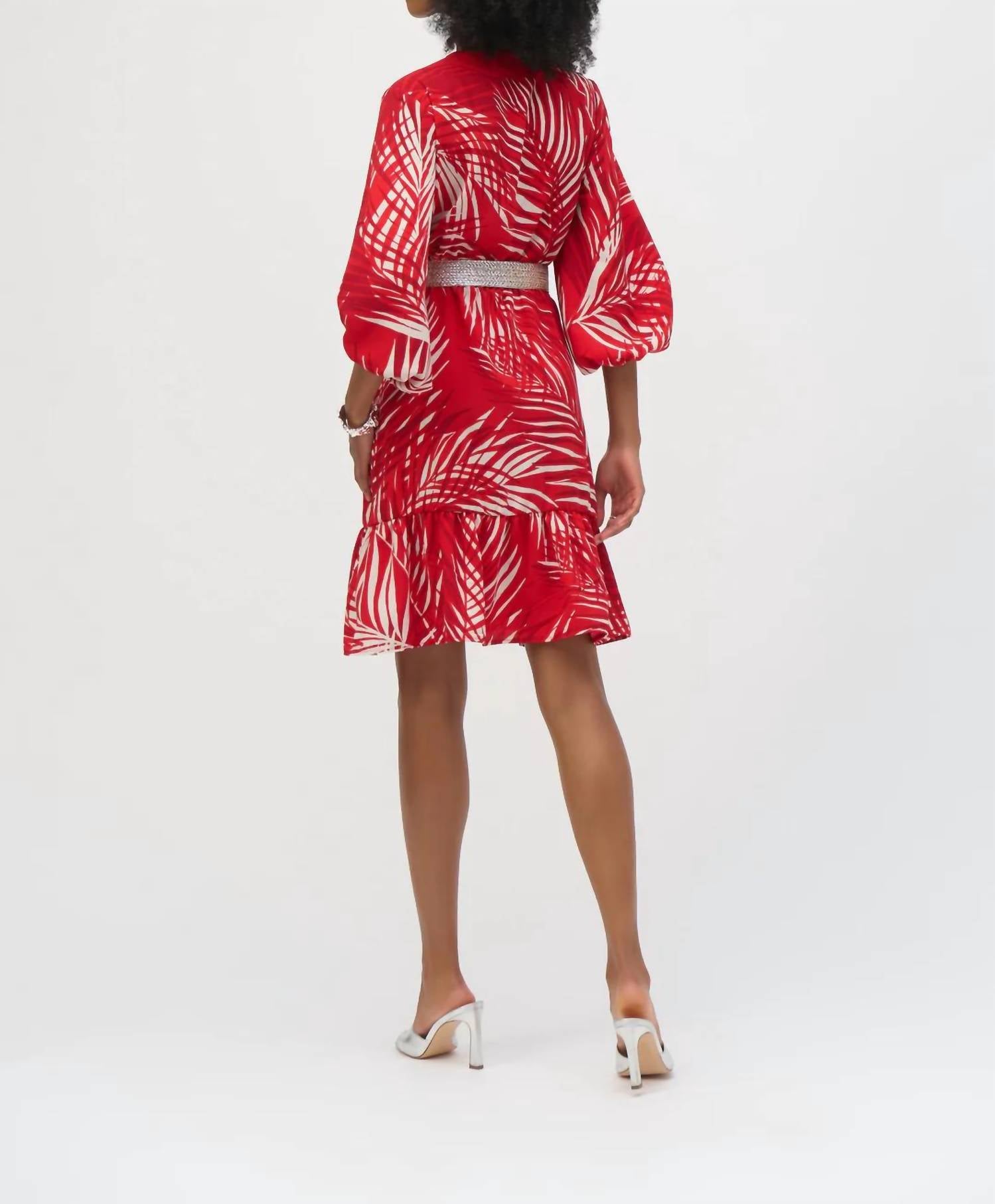 Joseph Ribkoff - Gauze Tropical Print Flounced Dress