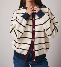 Sunday Edition - Color Block Button Down Sweater