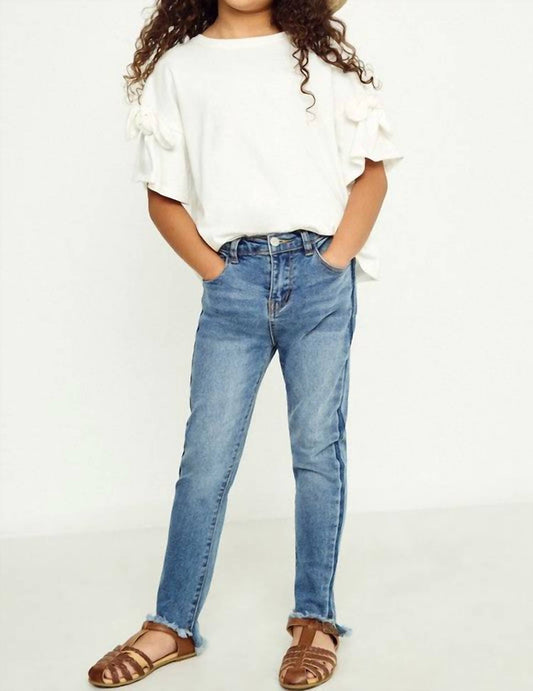 Girls Frayed Ankle Jean