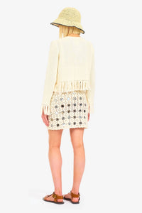 LE SUPERBE Gyypset Fringe Cardigan in beige - women's cardigan - detail view
