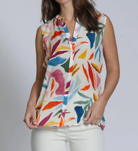 Apny - Sleeveless Button Blouse