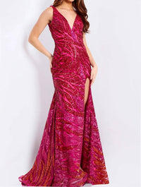 Jovani - Sequin V-neck Dress