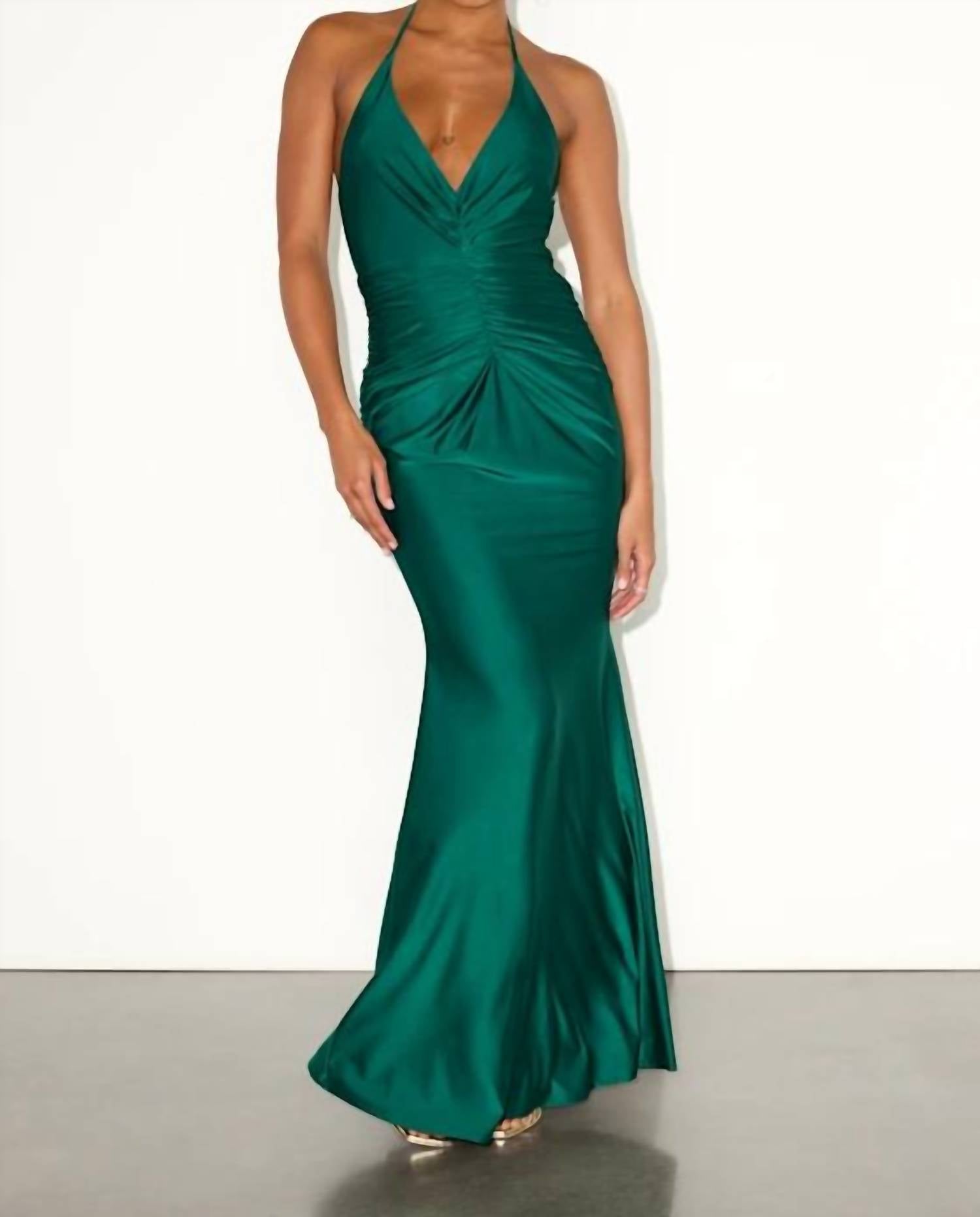 Lulus - Women's Zaniya Ruched Halter Maxi Dress