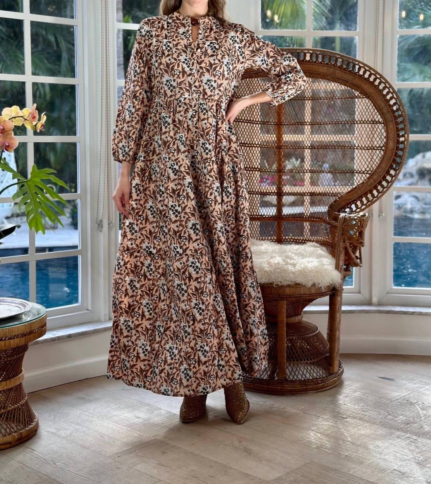Just Darviny - Boho Long Sleeve Maxi Dress